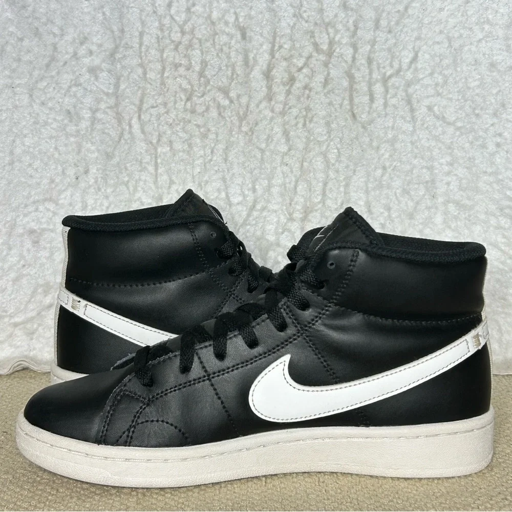 Nike Mens Court Royale 2 Mid Top Black Leather Athletic Sneakers Shoes SZ 7.5